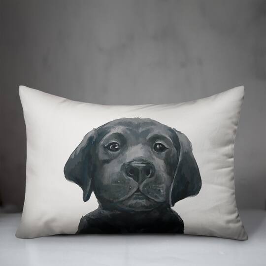 Black Lab Puppy Indoor/Outdoor Throw Pillow